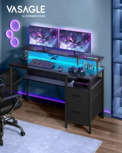 Store SONGMICS Fauteuil repose-pieds noir blanc