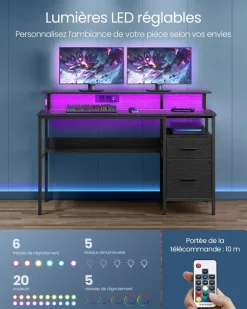 Store SONGMICS Fauteuil repose-pieds noir blanc