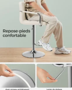 Discount SONGMICS Fauteuil repose-pieds noir Blanc