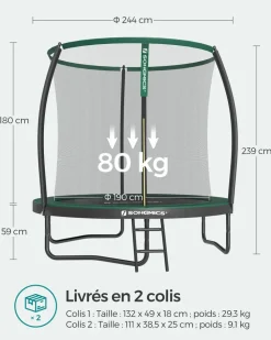 Store SONGMICS Filet trampoline Ø305 cm Noir