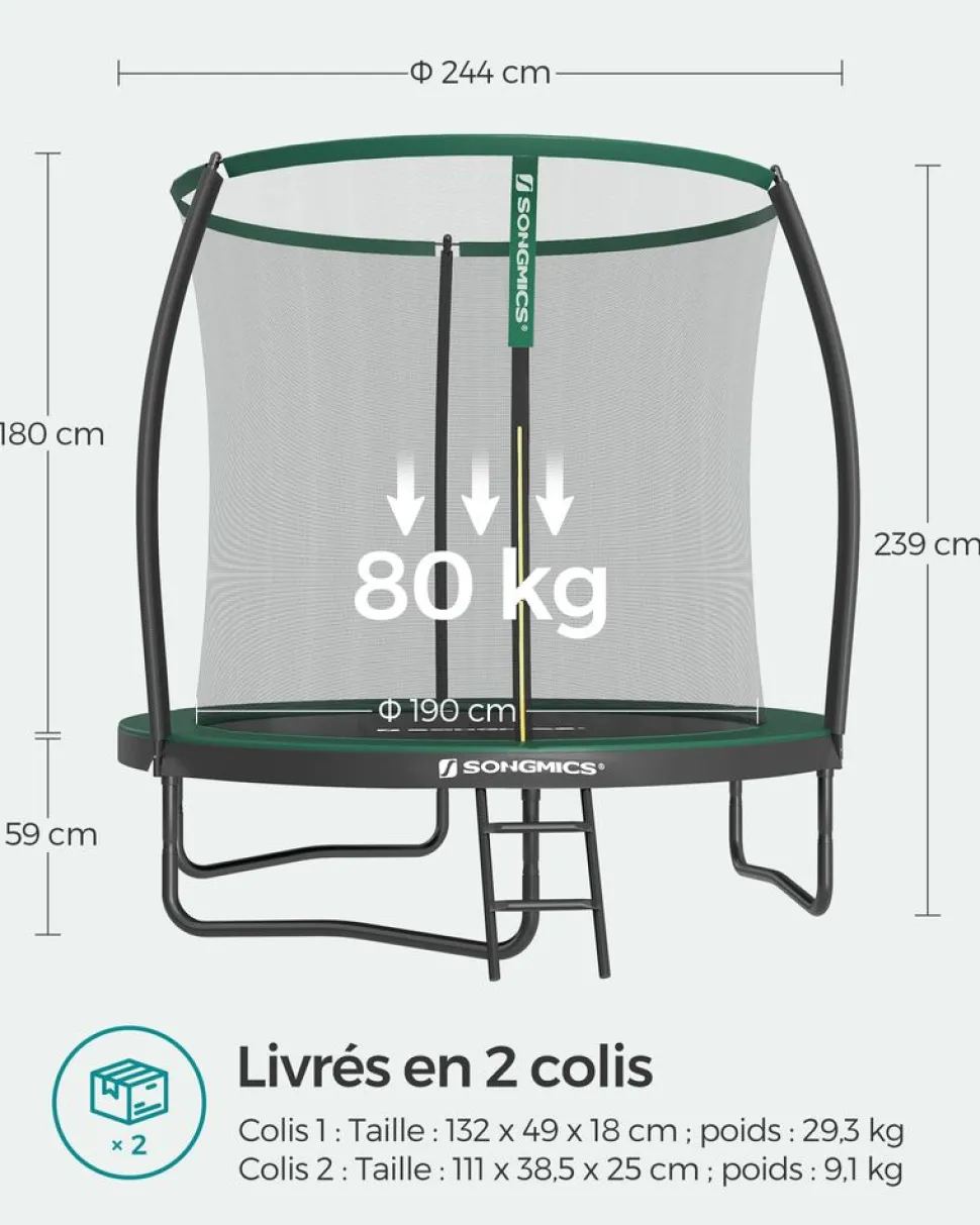 Store SONGMICS Filet trampoline Ø305 cm Noir