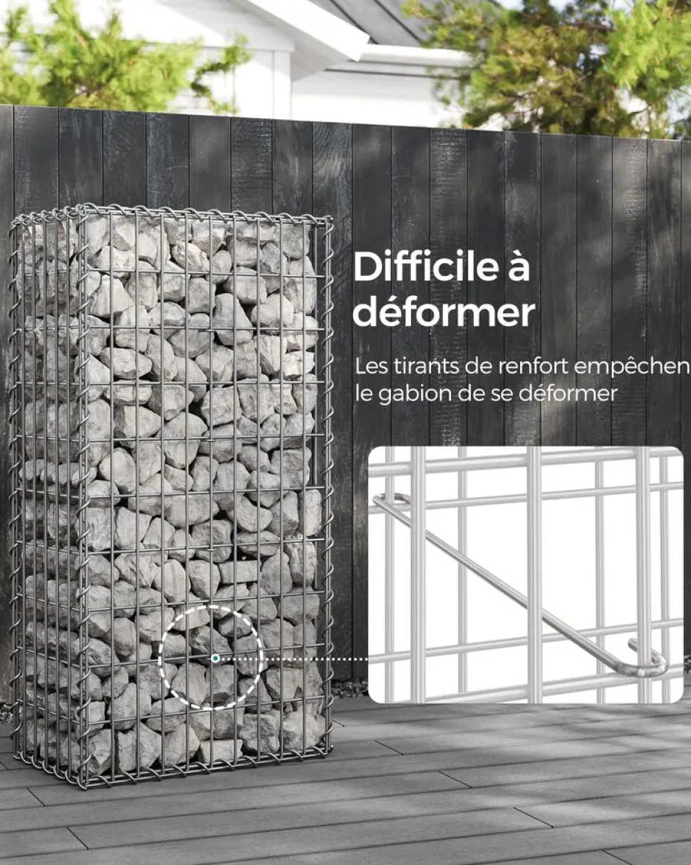 Cheap SONGMICS Gabion rond pour pierres Argent