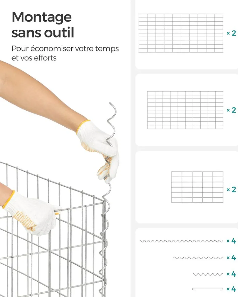 Cheap SONGMICS Gabion rond pour pierres Argent