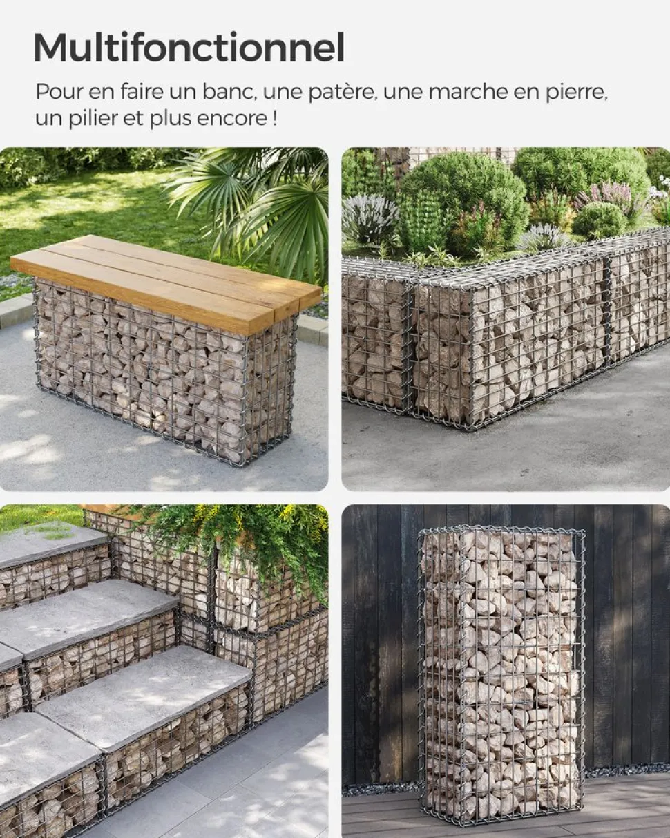 Cheap SONGMICS Gabion rond pour pierres Argent