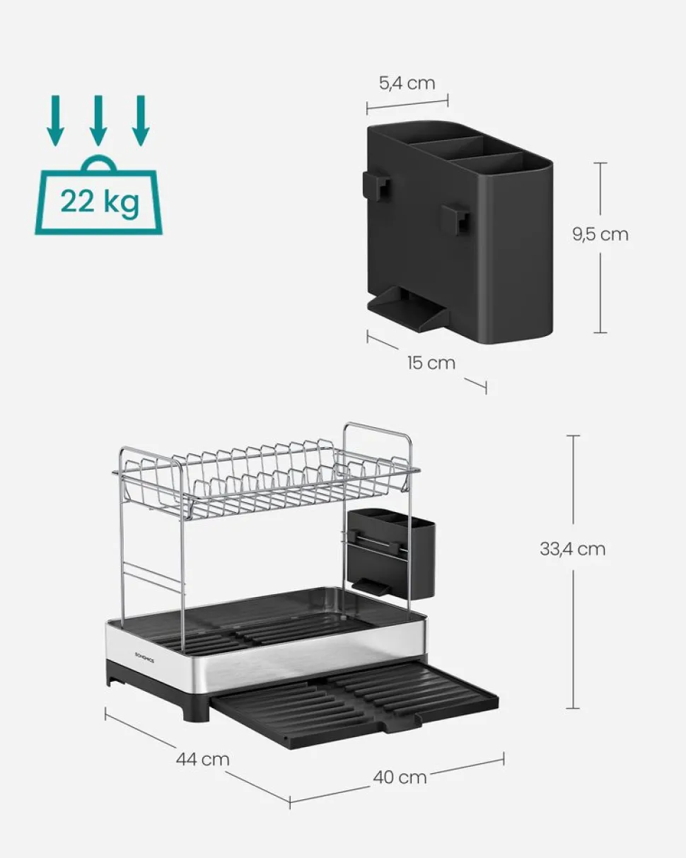 Clearance SONGMICS Égouttoir à vaisselle en acier inoxydable argenté et noir
