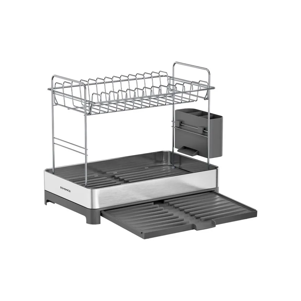Clearance SONGMICS Égouttoir à vaisselle en acier inoxydable argenté et noir