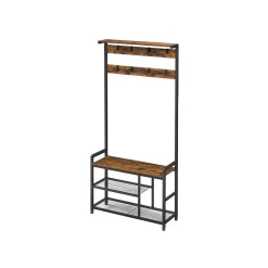 Shop SONGMICS Grand portemanteau 7 crochets Brun Vintage Noir