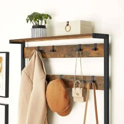 Shop SONGMICS Grand portemanteau 7 crochets Brun Vintage Noir