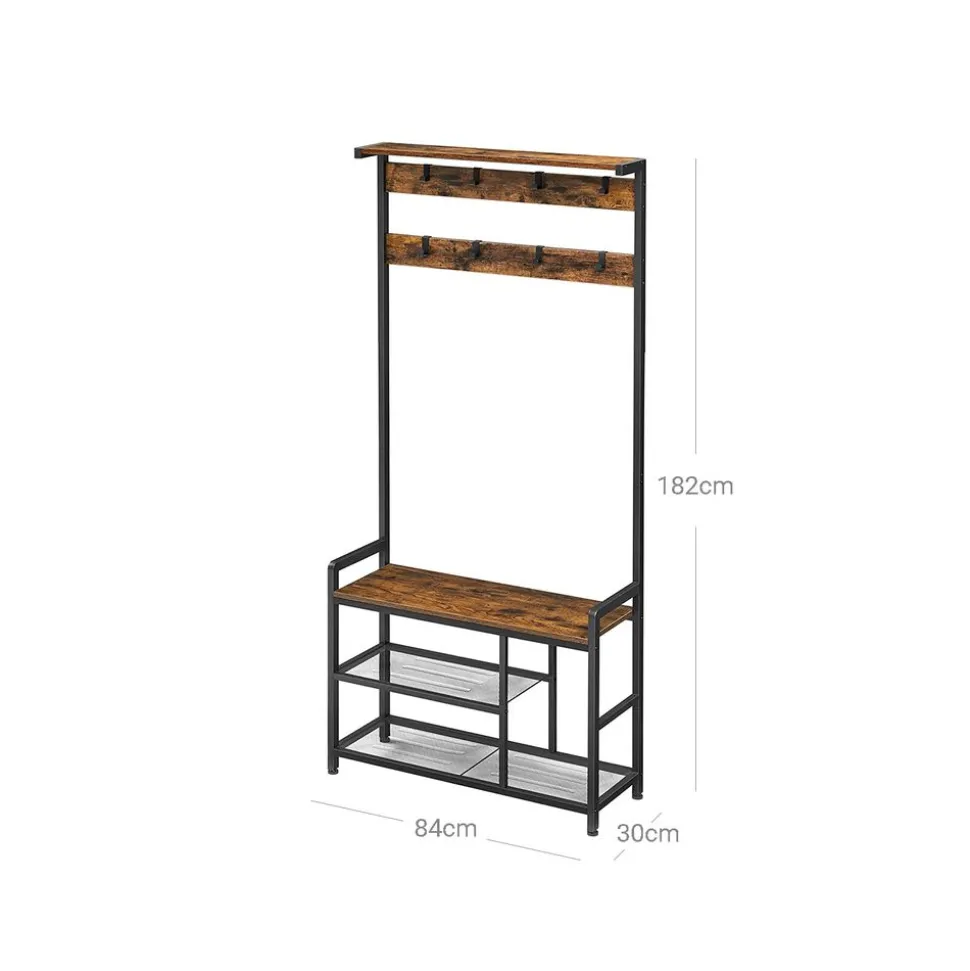 Shop SONGMICS Grand portemanteau 7 crochets Brun Vintage Noir