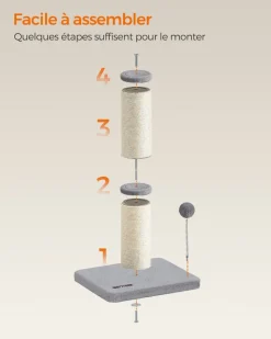 Best SONGMICS Griffoir pour chat 53 cm de haut gris tourterelle