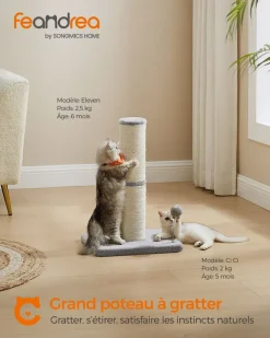 Best SONGMICS Griffoir pour chat 53 cm de haut gris tourterelle