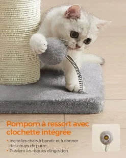 Best SONGMICS Griffoir pour chat 53 cm de haut gris tourterelle