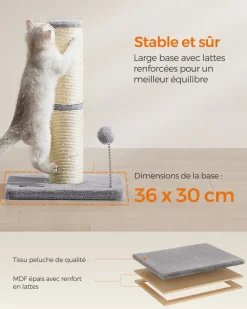 Best SONGMICS Griffoir pour chat 53 cm de haut gris tourterelle