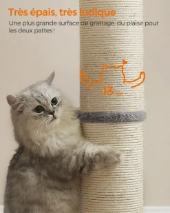Outlet SONGMICS Griffoir pour chat 85 cm de haut gris tourterelle