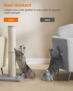Outlet SONGMICS Griffoir pour chat 85 cm de haut gris tourterelle