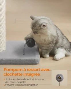 Outlet SONGMICS Griffoir pour chat 85 cm de haut gris tourterelle