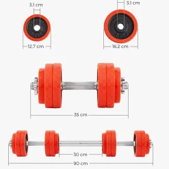 Store SONGMICS Kit haltères 20 kg jaune