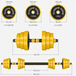 Discount SONGMICS Kit haltères ajustables jaune