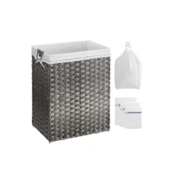Cheap SONGMICS 90L Panier à linge 2 compartiments gris foncé
