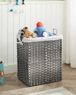 Cheap SONGMICS 90L Panier à linge 2 compartiments gris foncé