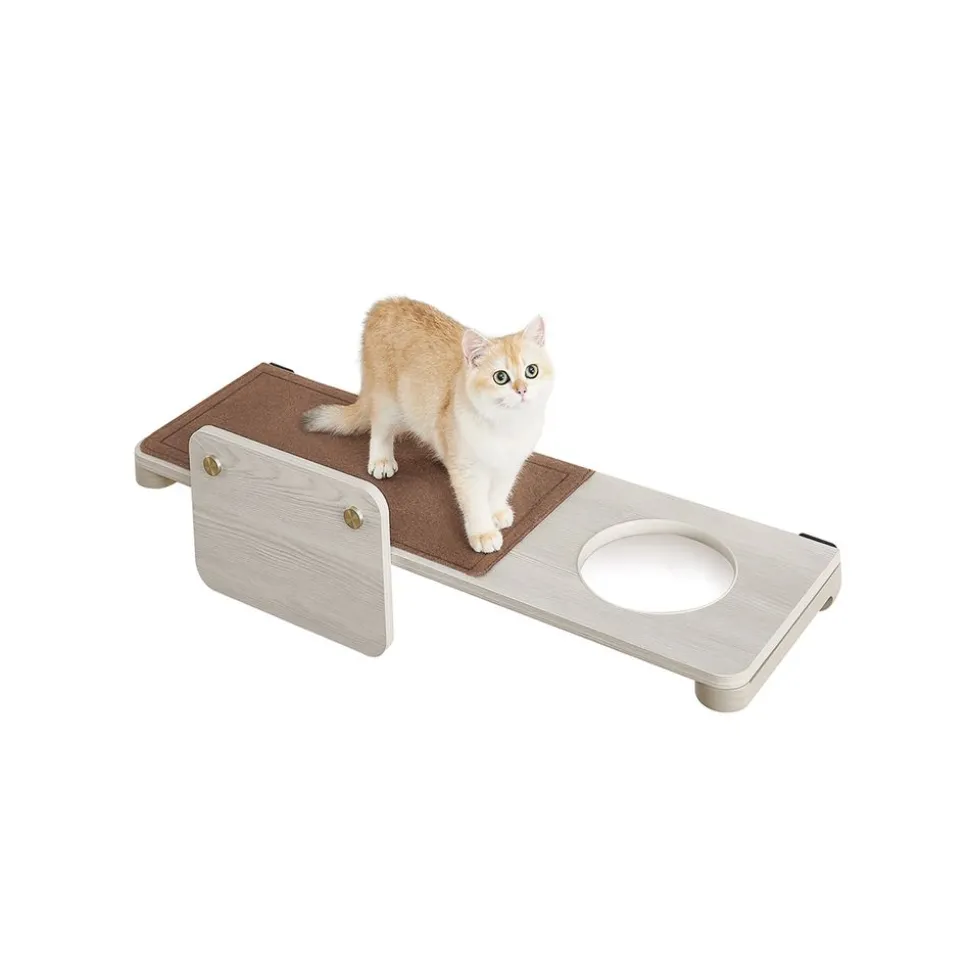 Best Sale SONGMICS Large étagère murale pour chat avec tapis en tissu Marron Avoine + Marron Café