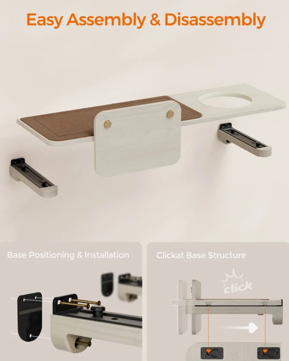 Best Sale SONGMICS Large étagère murale pour chat avec tapis en tissu Marron Avoine + Marron Café