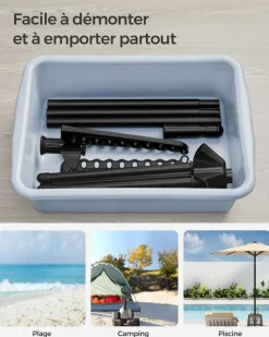 Online SONGMICS Lit double en métal 140 x 190 cm gris foncé