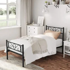 Clearance SONGMICS Lit une place métal Noir