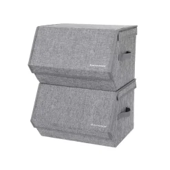 Clearance SONGMICS Lot de 3 boîtes de rangement pliables en tissu encre noire Beige Sable