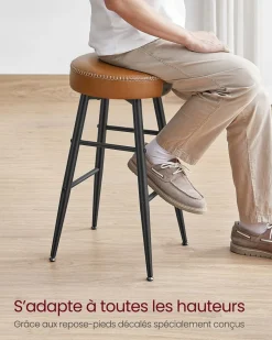 Sale SONGMICS Lot de 2 chaise salle à manger marron caramel et noir d'encre