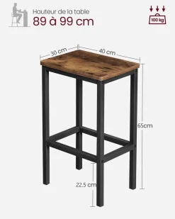 Sale SONGMICS Lot de 2 chaises de bar