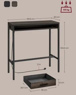 Fashion SONGMICS Lot de 2 tables basses marron rustique et noir d'encre