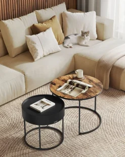 Fashion SONGMICS Lot de 3 tables d’appoint noir boisé