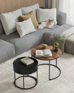 Fashion SONGMICS Lot de 3 tables d’appoint noir boisé