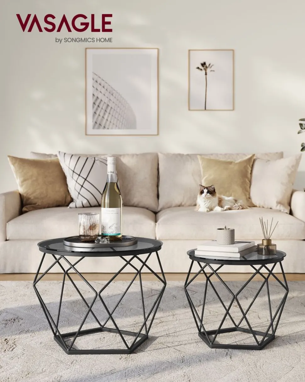 Cheap SONGMICS Lot de 2 tables de chevet lumière 3 couleurs 35 x 40 x 18 cm noir boisé