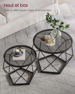 Cheap SONGMICS Lot de 2 tables de chevet lumière 3 couleurs 35 x 40 x 18 cm noir boisé