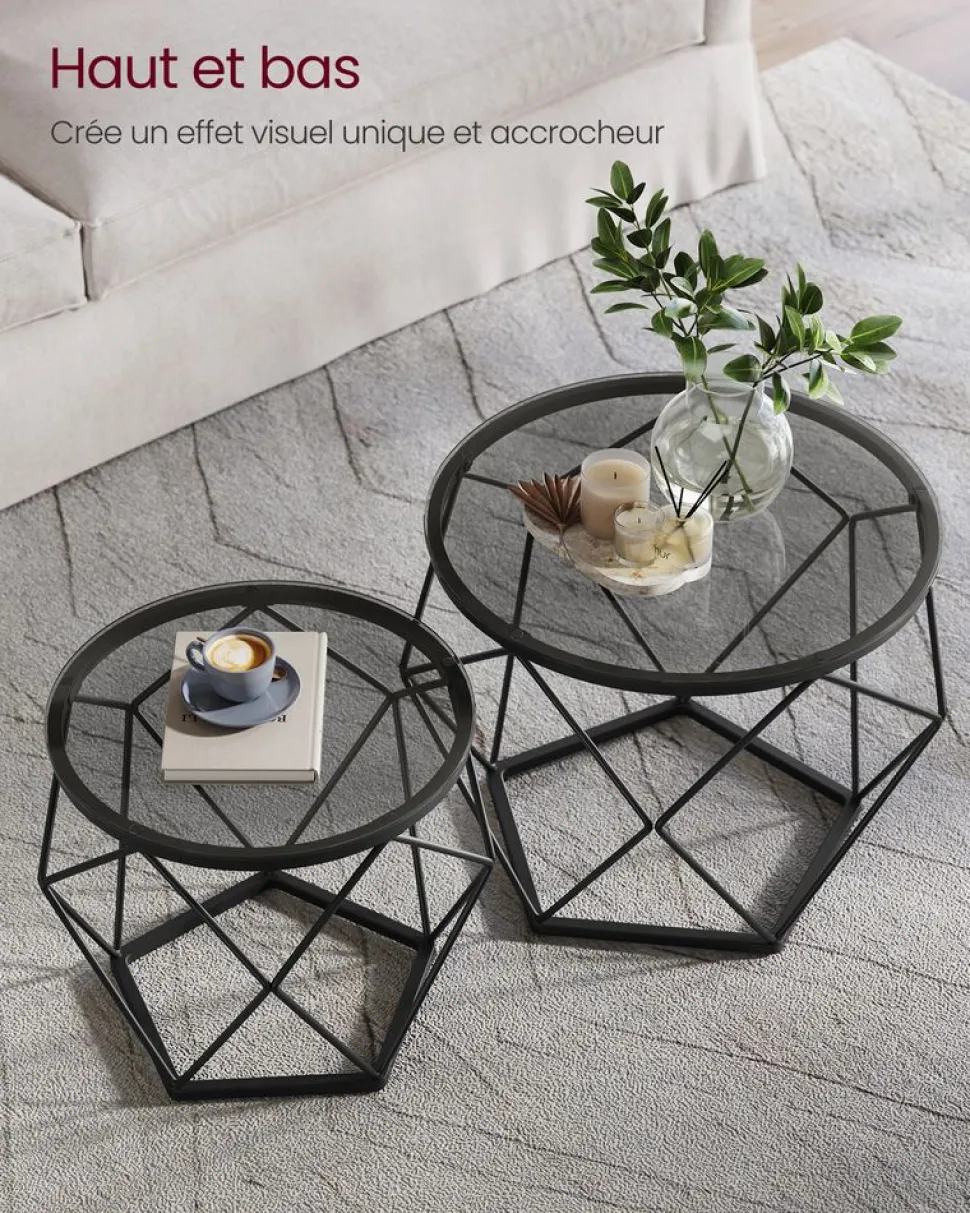 Cheap SONGMICS Lot de 2 tables de chevet lumière 3 couleurs 35 x 40 x 18 cm noir boisé