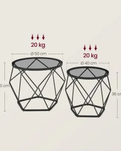 Cheap SONGMICS Lot de 2 tables de chevet lumière 3 couleurs 35 x 40 x 18 cm noir boisé