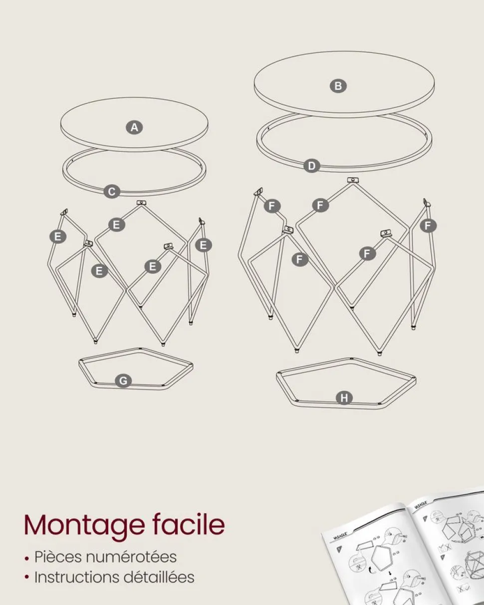 Cheap SONGMICS Lot de 2 tables de chevet lumière 3 couleurs 35 x 40 x 18 cm noir boisé