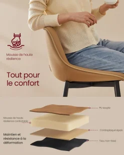 Best Sale SONGMICS Lot de 2 tabourets de bar pivotant à 360° blanc crème