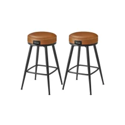 Online SONGMICS Lot de 2 tabourets de bar chromé revêtement en tissu gris