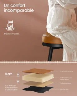 Online SONGMICS Lot de 2 tabourets de bar chromé revêtement en tissu gris