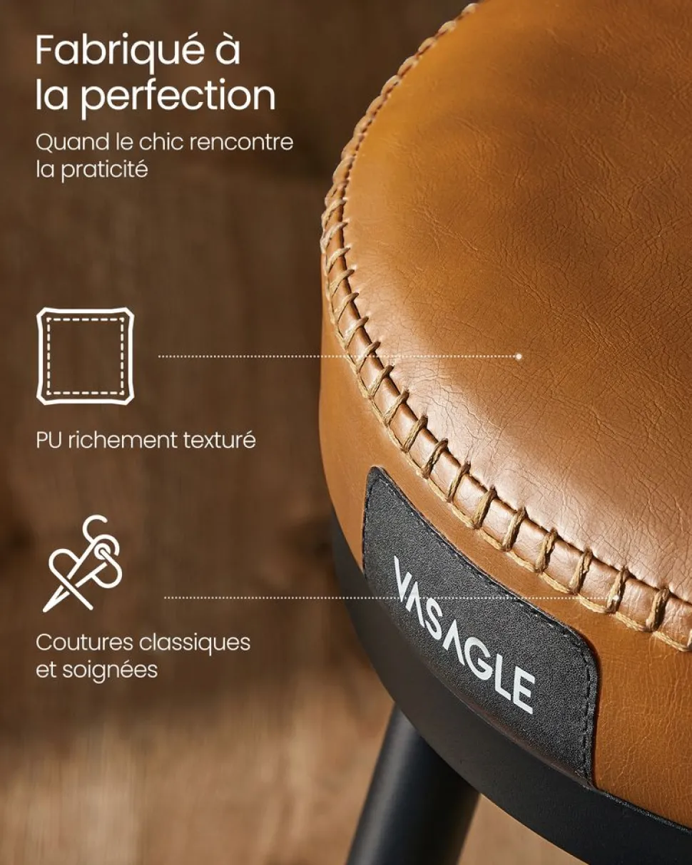 Online SONGMICS Lot de 2 tabourets de bar chromé revêtement en tissu gris