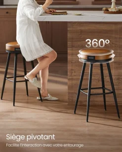 Online SONGMICS Lot de 2 tabourets de bar chromé revêtement en tissu gris