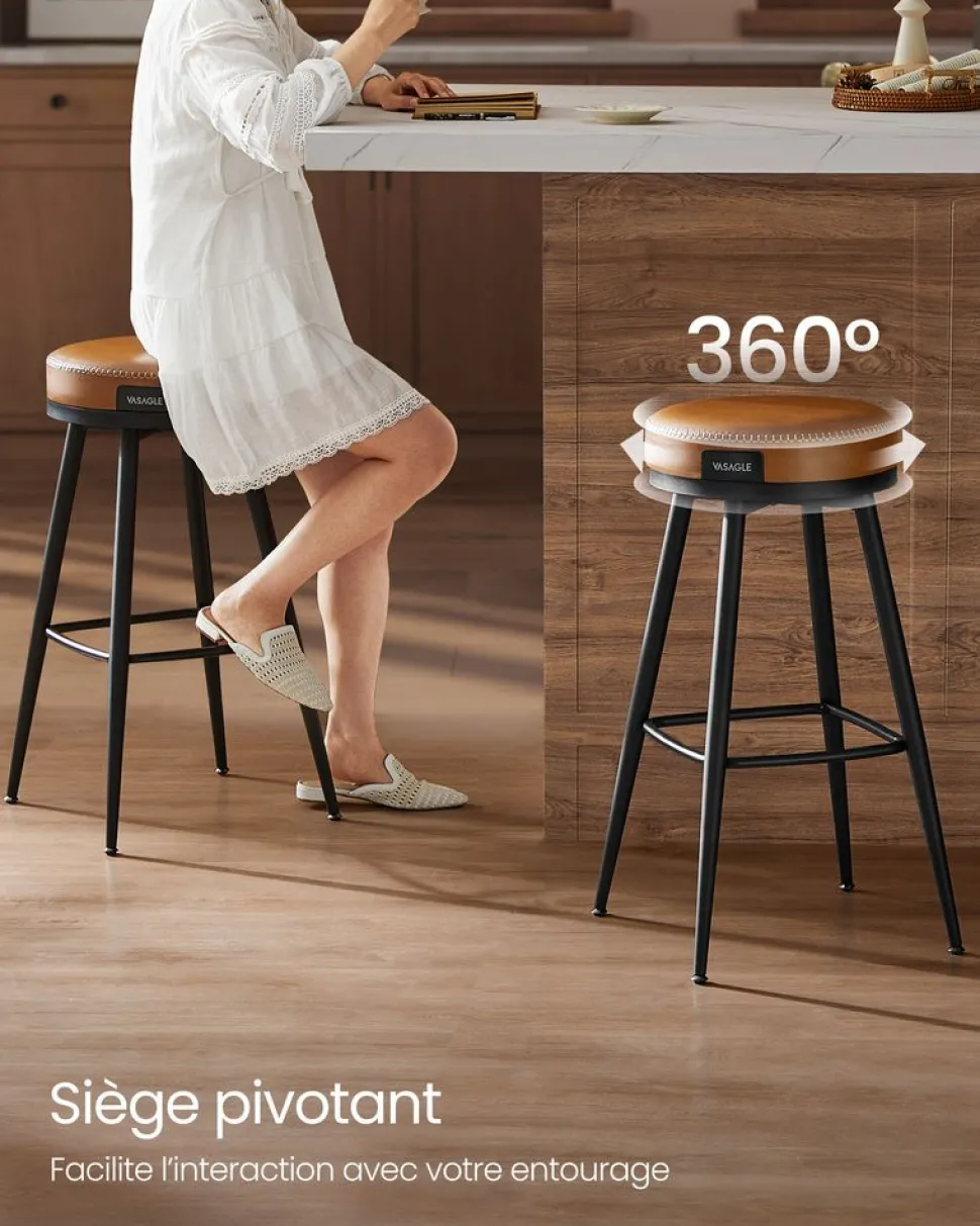 Online SONGMICS Lot de 2 tabourets de bar chromé revêtement en tissu gris