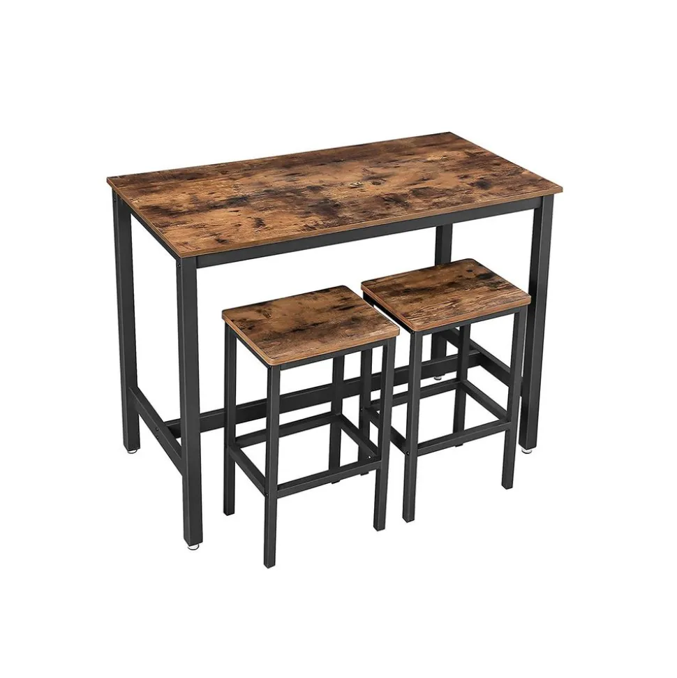 Outlet SONGMICS Lot Table et chaises de bar Brun Vintage Noir
