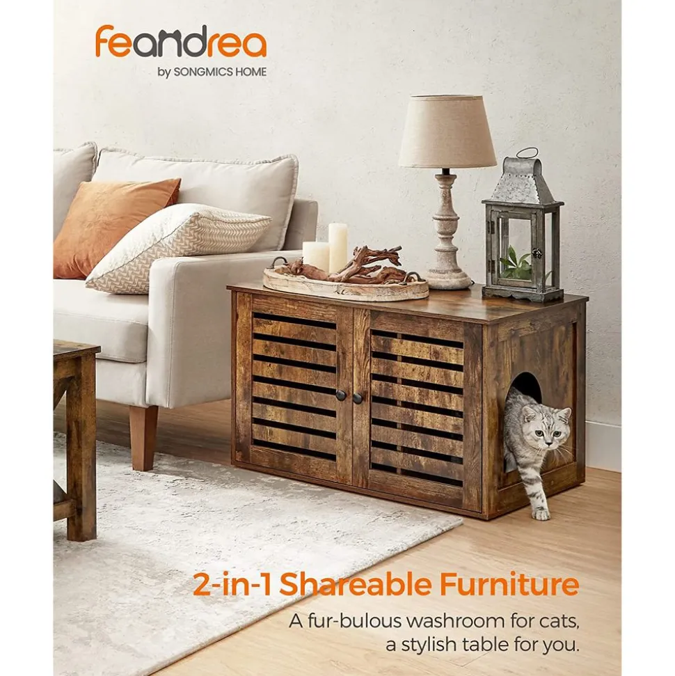 Flash Sale SONGMICS Maison de toilettes pour chat Brun Vintage Noir