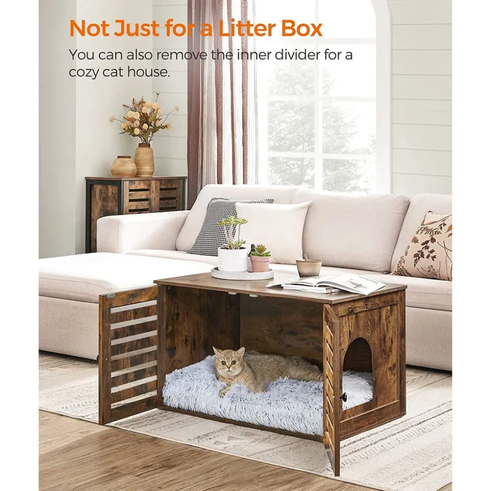 Flash Sale SONGMICS Maison de toilettes pour chat Brun Vintage Noir