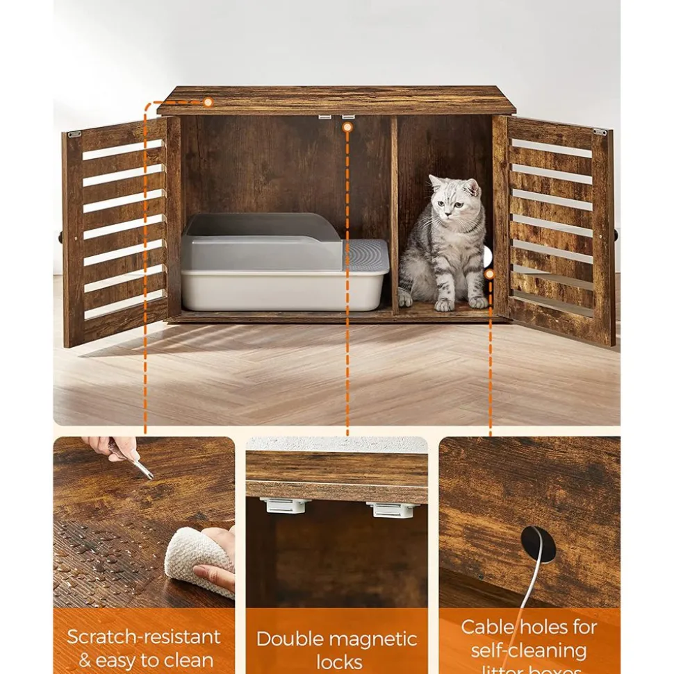 Flash Sale SONGMICS Maison de toilettes pour chat Brun Vintage Noir