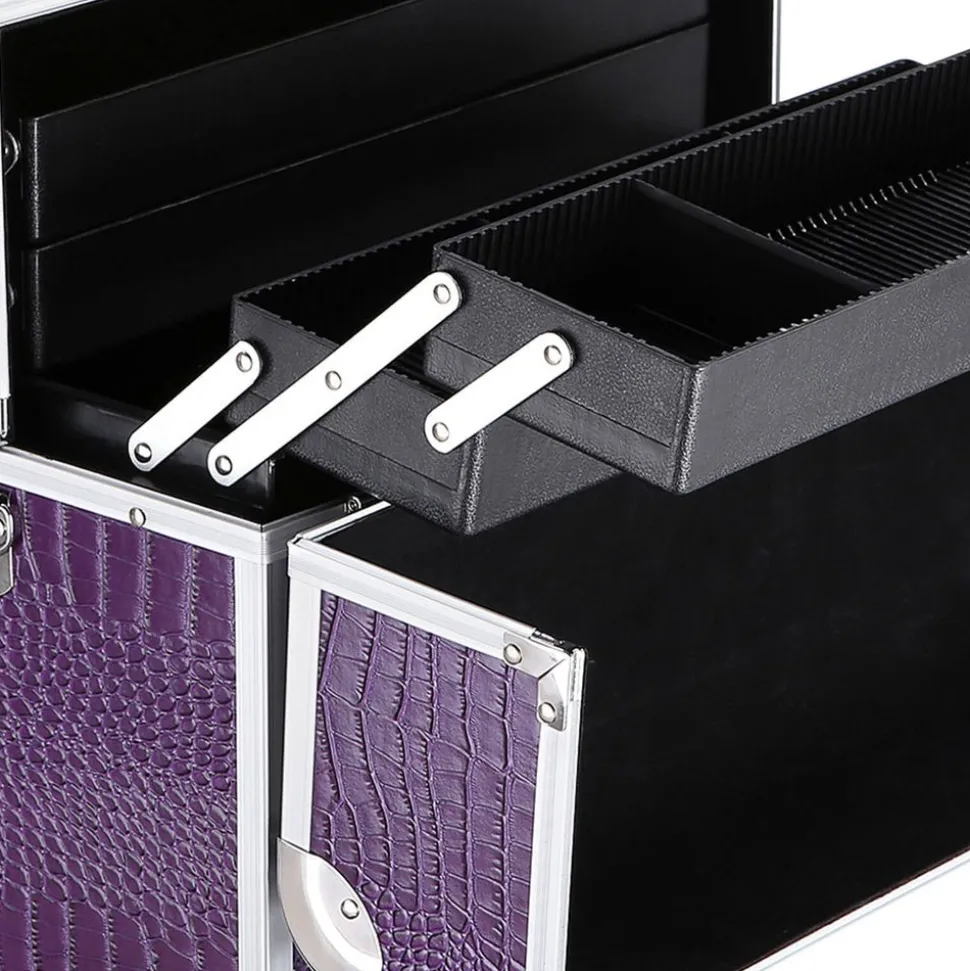 Hot SONGMICS Mallette make-up croco violet